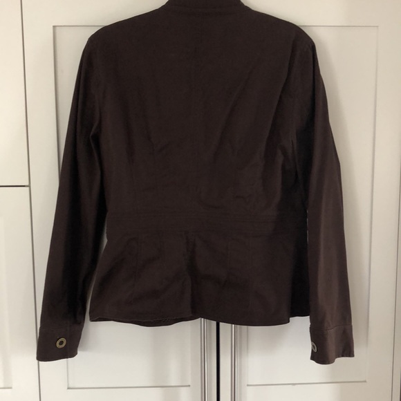 MICHAEL Michael Kors Brown Cotton/Spandex Stand Up Collar Button Front Jacket L - Picture 5 of 6